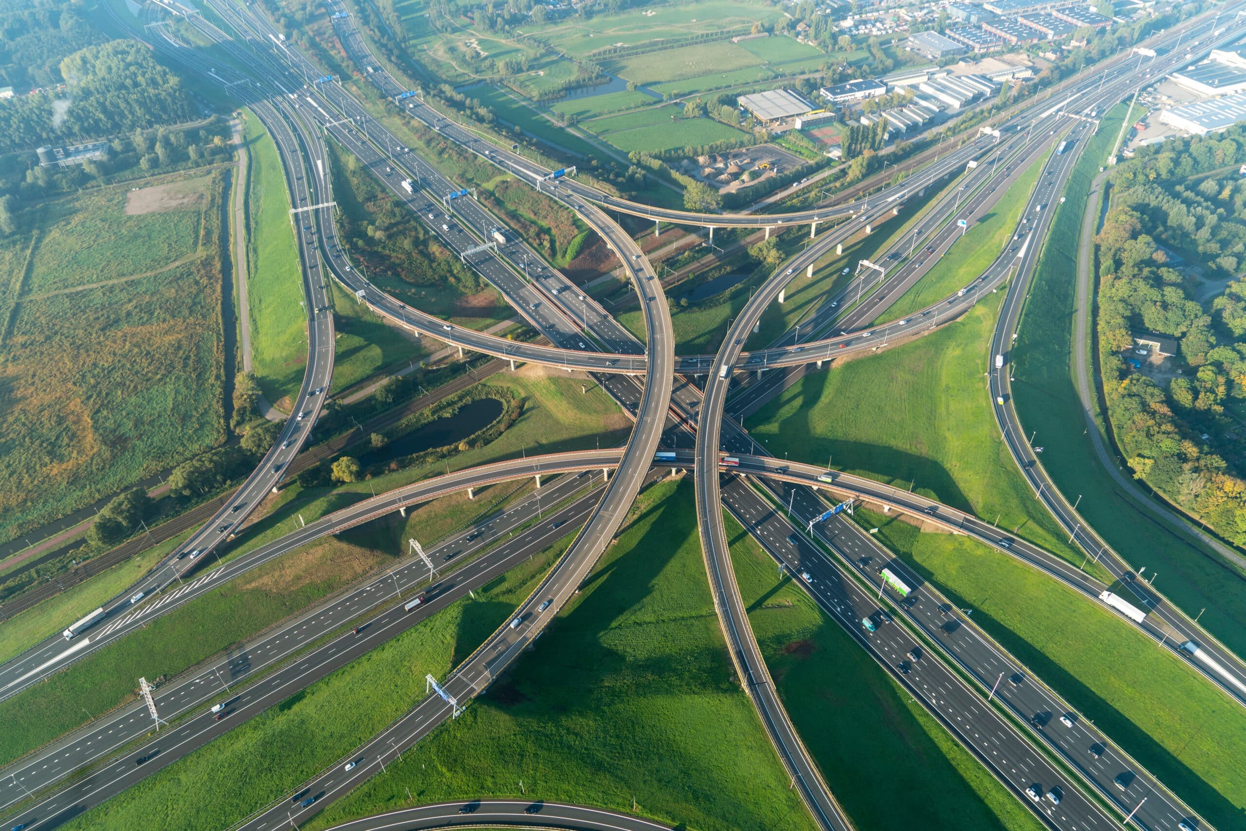 10-10-2018,,Den,Haag,,Holland.,Aerial,View,Of,A,Multilevel,Cloverleaf